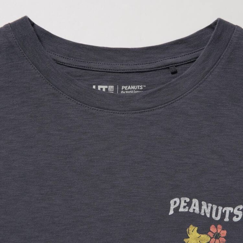 Uniqlo Love Sunshine & Peanuts Ut Graphic Women's T Shirts Dark Grey | JMBYEL217