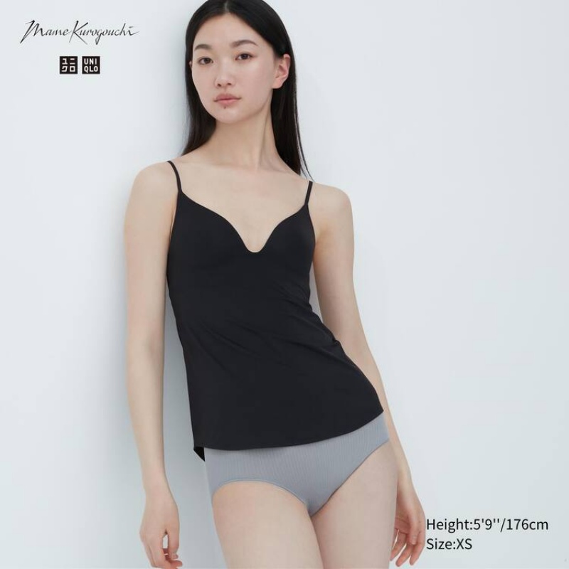 Uniqlo Mame Kurogouchi Airism Plunge Camisole Women\'s Vest Black | ATCNSO659