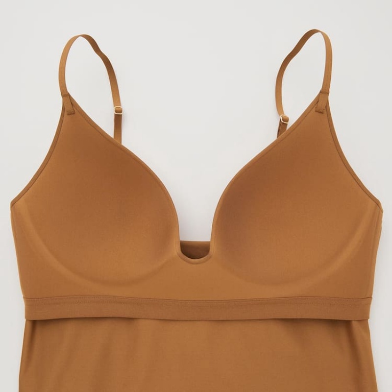 Uniqlo Mame Kurogouchi Airism Plunge Camisole Women's Vest Brown | CYIUNZ572