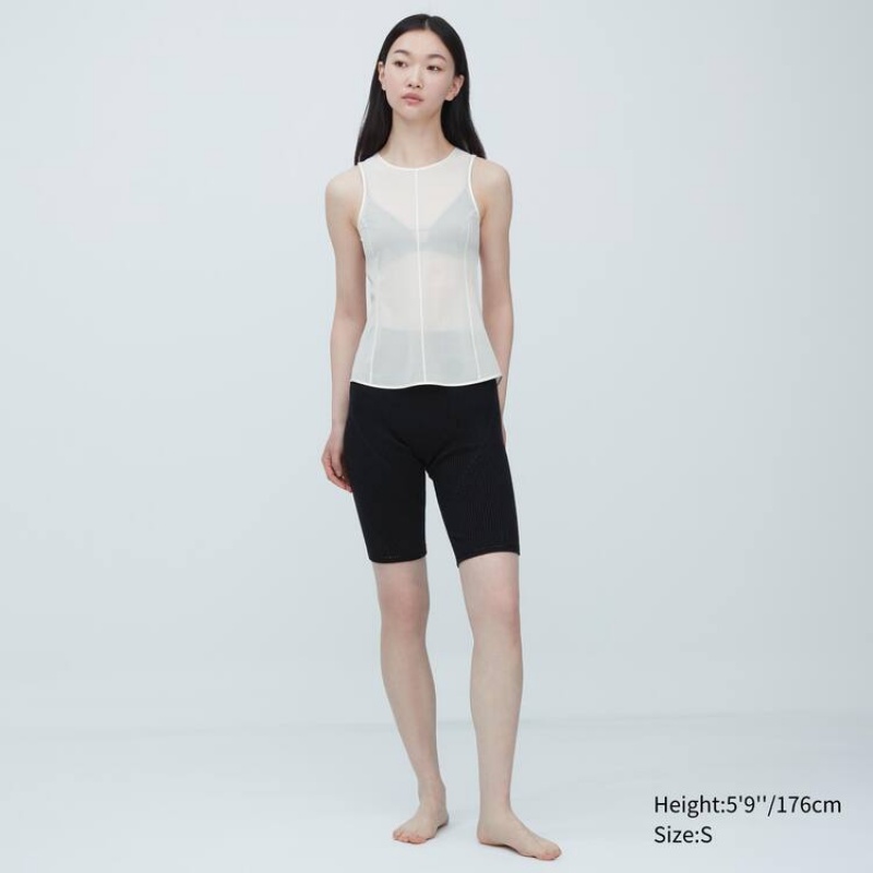 Uniqlo Mame Kurogouchi Sheer Sleeveless Women's Tops White | WOEUFB625