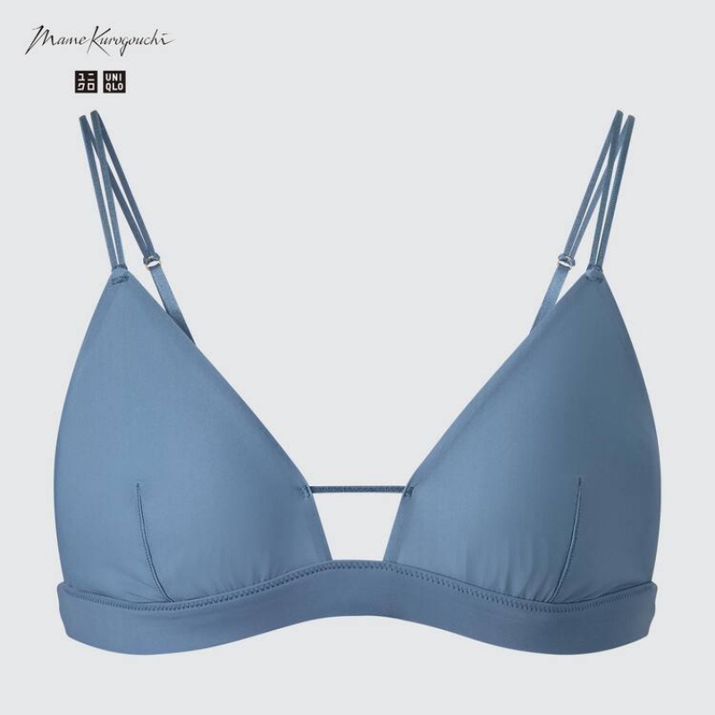 Uniqlo Mame Kurogouchi Sheer Triangle Wireless Women's Bras Blue | XWIDPV203