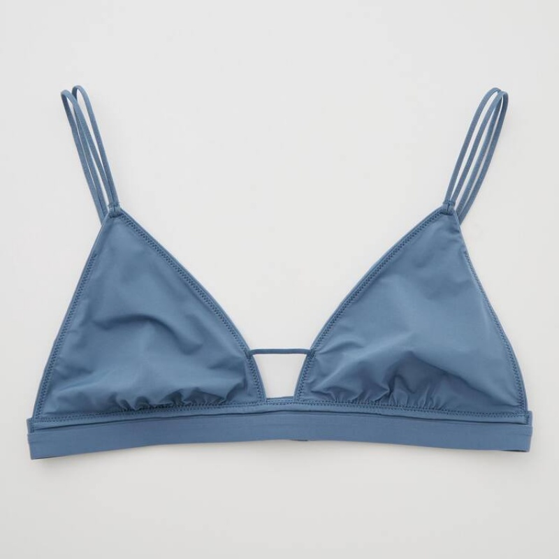 Uniqlo Mame Kurogouchi Sheer Triangle Wireless Women's Bras Blue | XWIDPV203