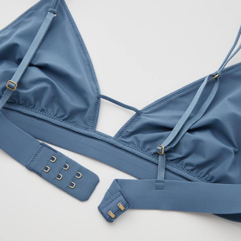 Uniqlo Mame Kurogouchi Sheer Triangle Wireless Women's Bras Blue | XWIDPV203