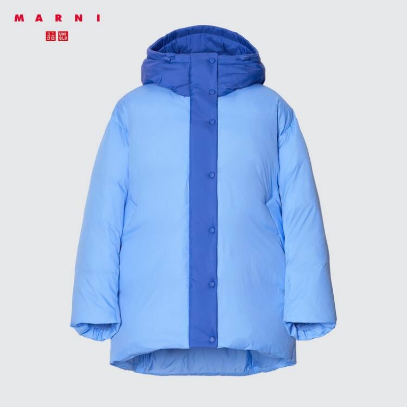 Uniqlo Marni Down Oversized Women's Coats Blue | LKQPYS578