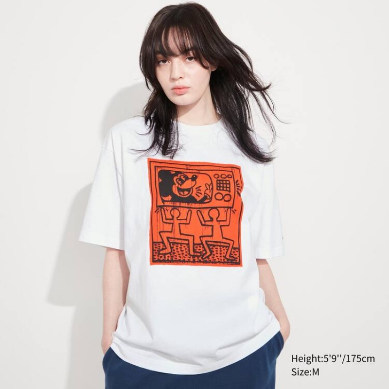 Uniqlo Mickey X Keith Haring Ut Graphic Men's T Shirts White | WLJHKG107