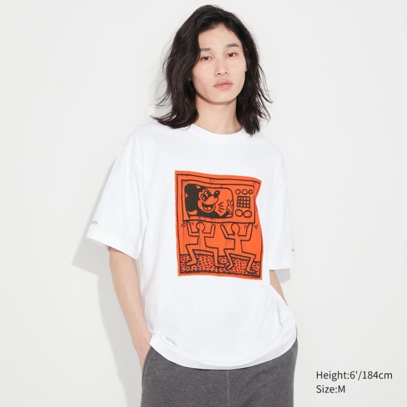 Uniqlo Mickey X Keith Haring Ut Graphic Men's T Shirts White | WLJHKG107