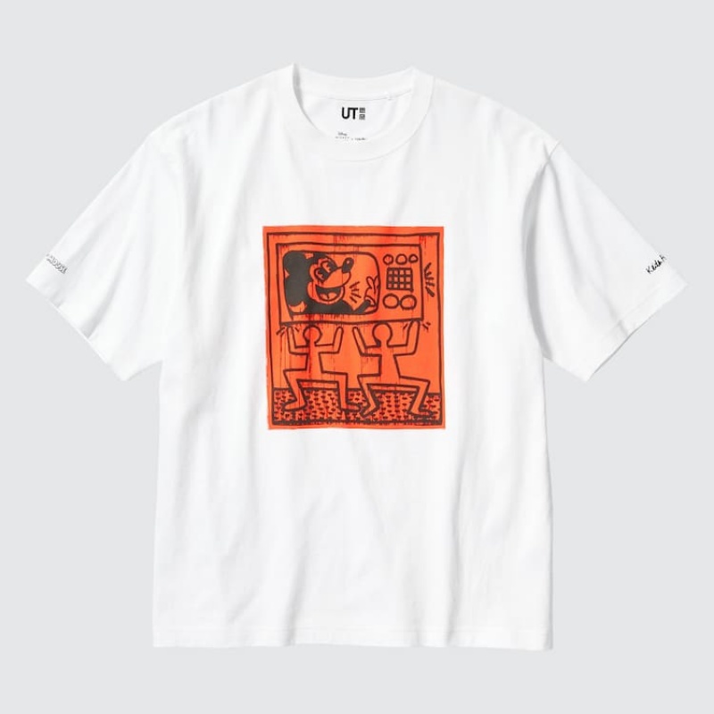 Uniqlo Mickey X Keith Haring Ut Graphic Men's T Shirts White | WLJHKG107