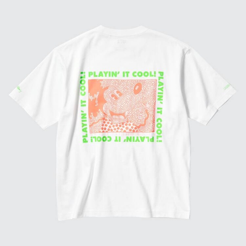 Uniqlo Mickey X Keith Haring Ut Graphic Men's T Shirts White | ZNCDHS783