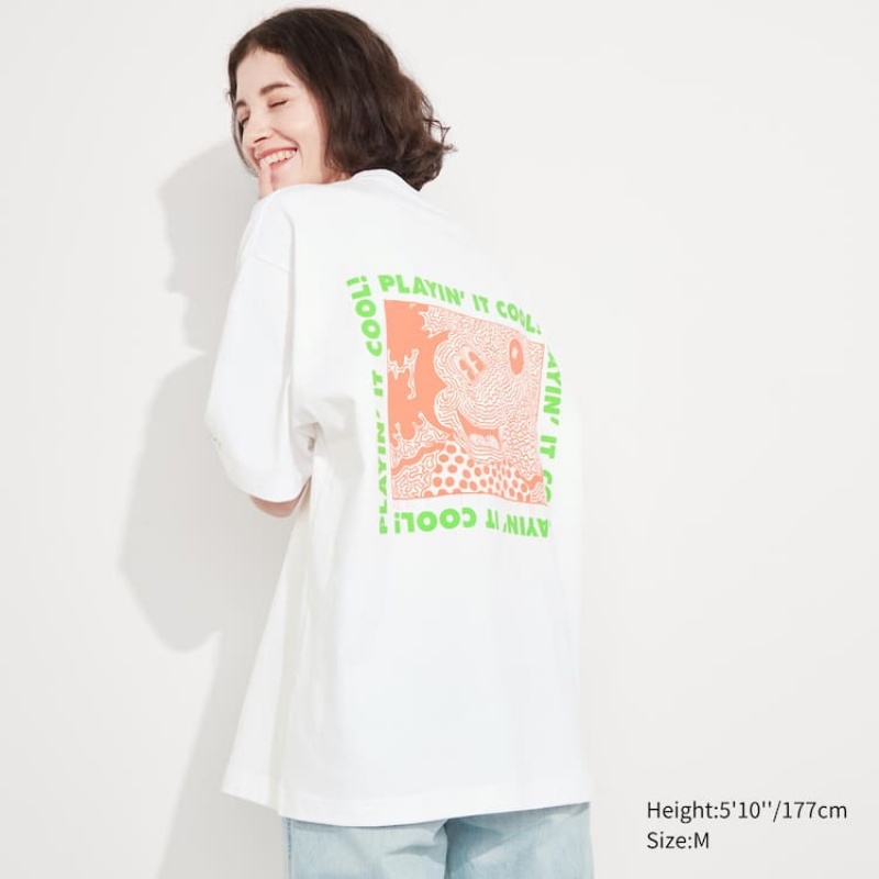 Uniqlo Mickey X Keith Haring Ut Graphic Men's T Shirts White | ZNCDHS783