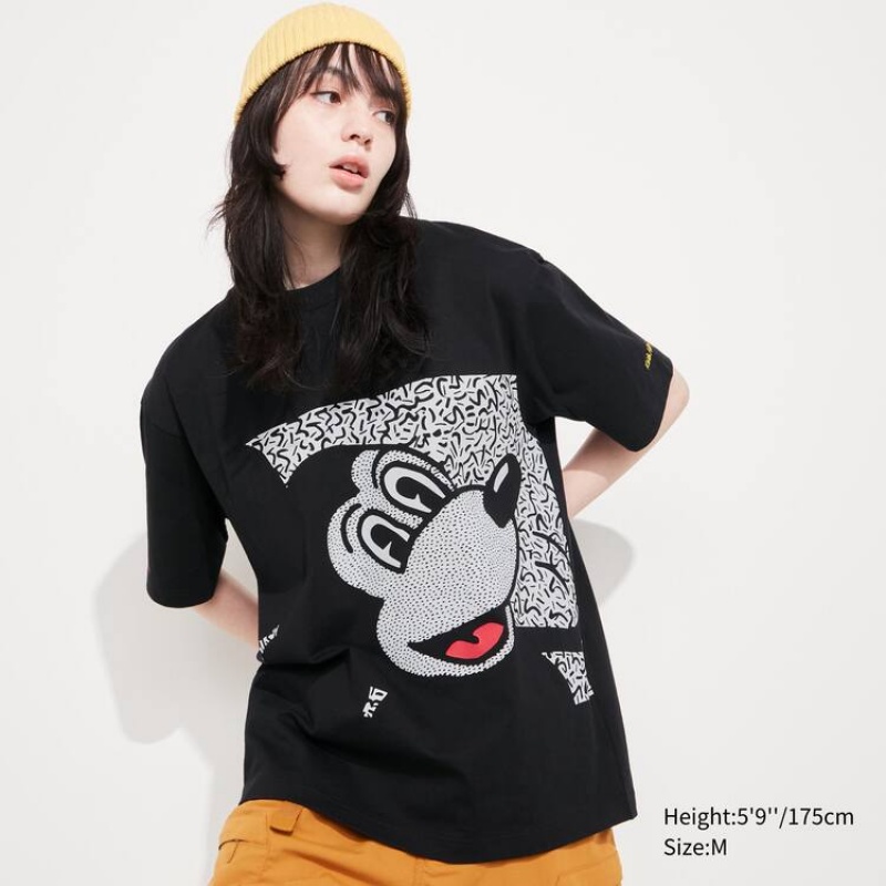 Uniqlo Mickey X Keith Haring Ut Graphic Men's T Shirts Black | ZEXIAW659