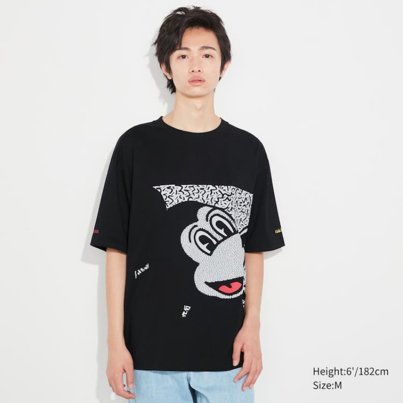 Uniqlo Mickey X Keith Haring Ut Graphic Men's T Shirts Black | ZEXIAW659