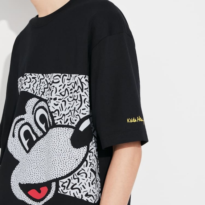 Uniqlo Mickey X Keith Haring Ut Graphic Men's T Shirts Black | ZEXIAW659