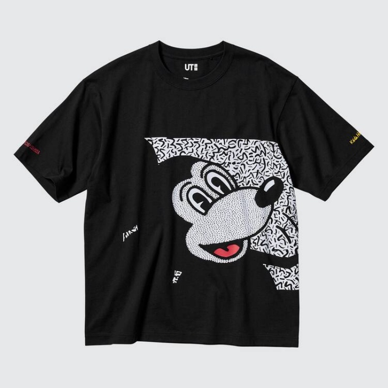 Uniqlo Mickey X Keith Haring Ut Graphic Men's T Shirts Black | ZEXIAW659