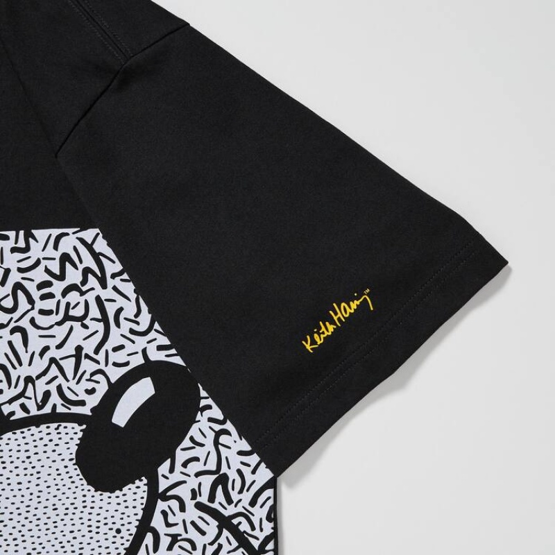 Uniqlo Mickey X Keith Haring Ut Graphic Men's T Shirts Black | ZEXIAW659