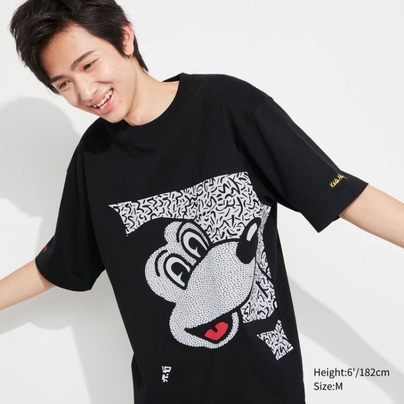 Uniqlo Mickey X Keith Haring Ut Graphic Men\'s T Shirts Black | ZEXIAW659