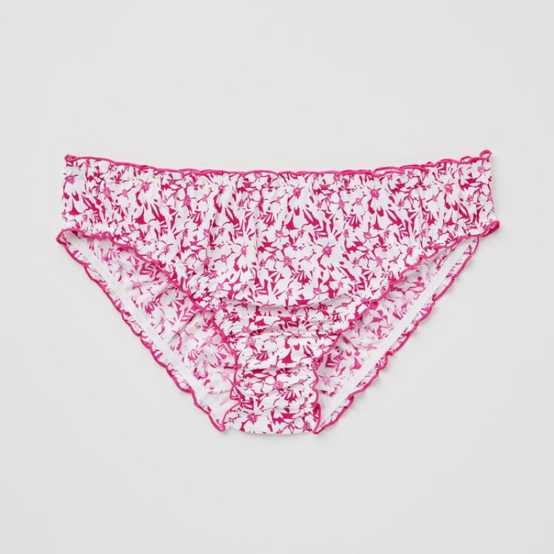 Uniqlo Mid Rise Flower Print Frill Women's Underwear Pink | LCHBND702