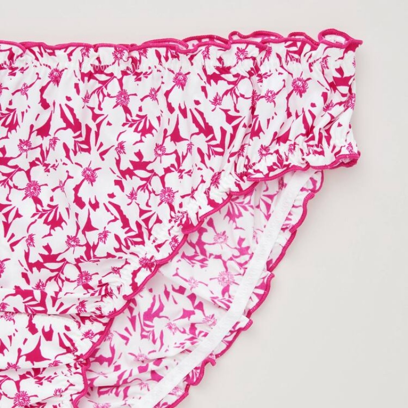 Uniqlo Mid Rise Flower Print Frill Women's Underwear Pink | LCHBND702