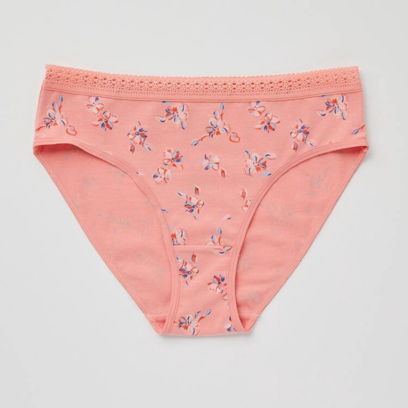 Uniqlo Mid Rise Flower Print Women's Underwear Light Orange | DIJNBY136