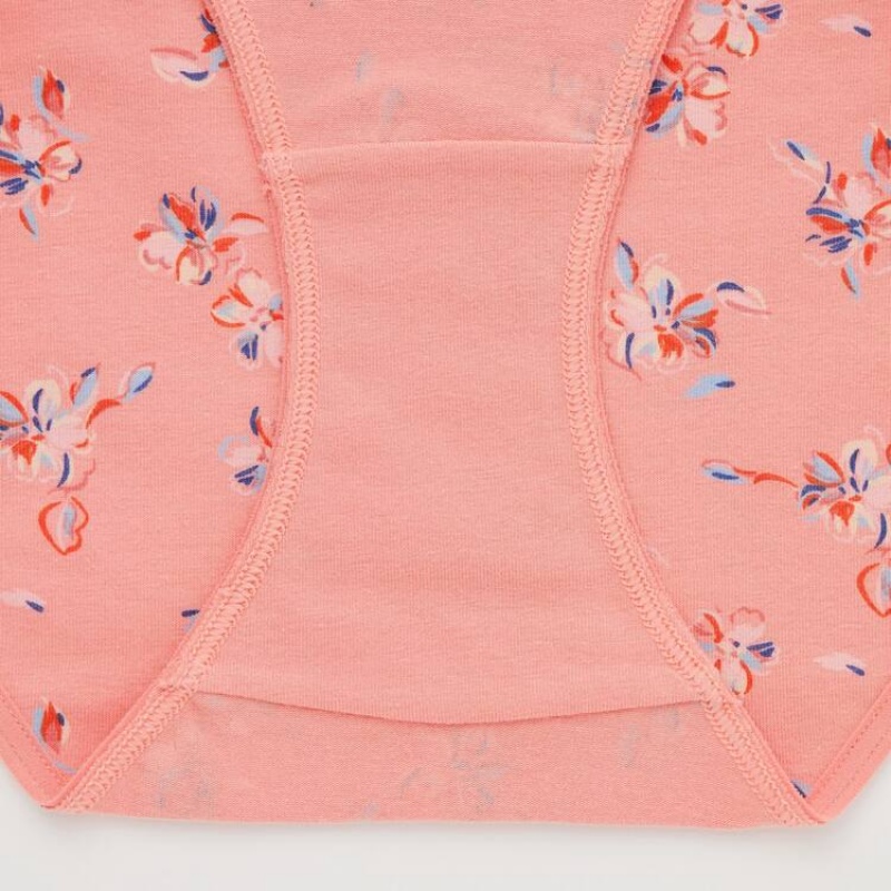 Uniqlo Mid Rise Flower Print Women's Underwear Light Orange | DIJNBY136