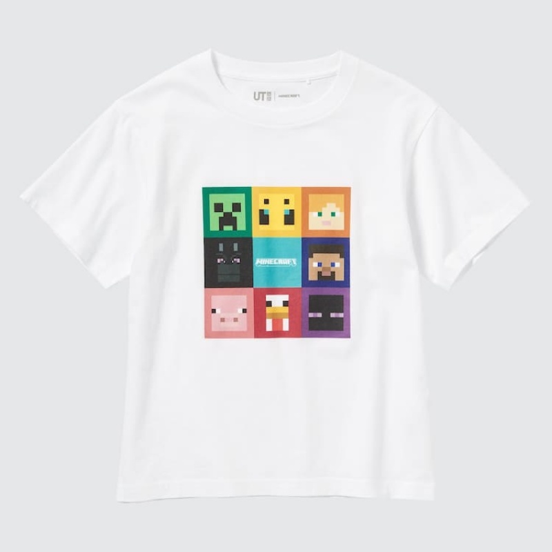 Uniqlo Minecraft Ut Graphic Kids' T Shirts White | JDIMWT580