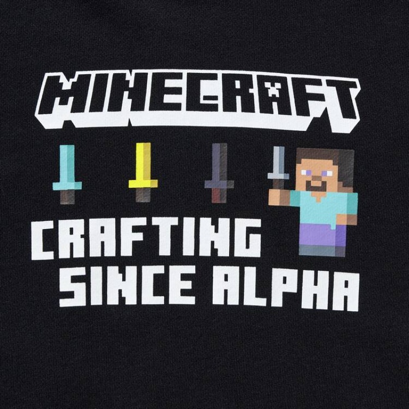 Uniqlo Minecraft Ut Graphic Sweat Kids' Hoodie Black | XTBHJY197