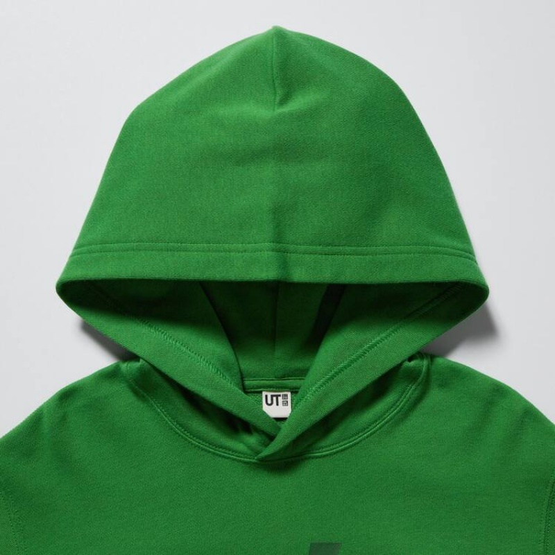 Uniqlo Minecraft Ut Graphic Sweat Kids' Hoodie Green | FOWSDB582