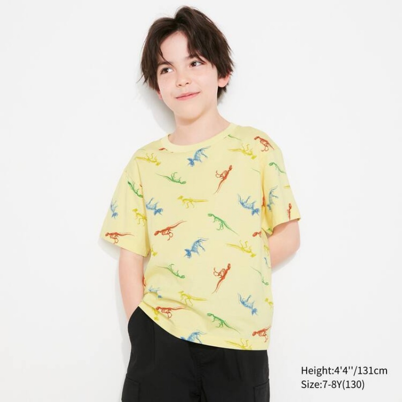 Uniqlo National Museum Of Nature And Science Tokyo Ut Graphic Kids' T Shirts Yellow | AJICZR514