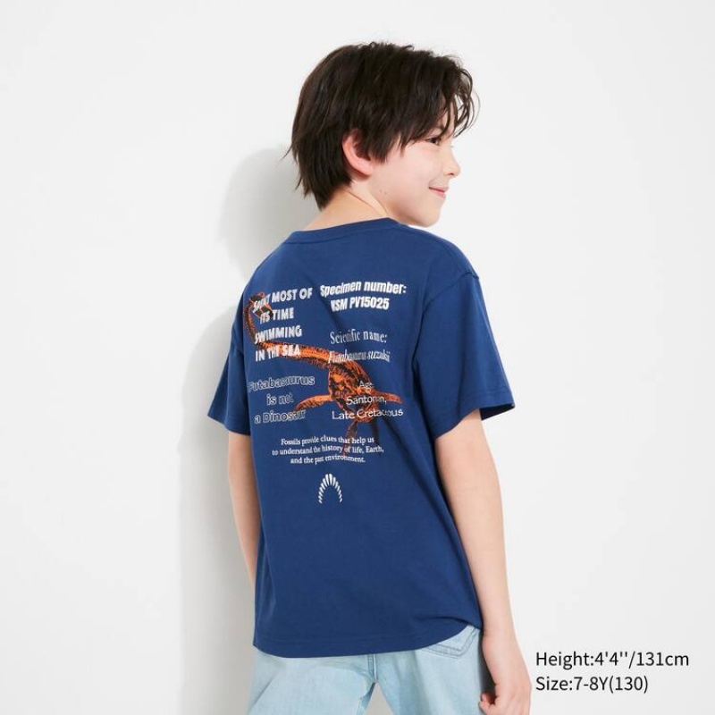 Uniqlo National Museum Of Nature And Science Tokyo Ut Graphic Kids' T Shirts Blue | RGQDXB927