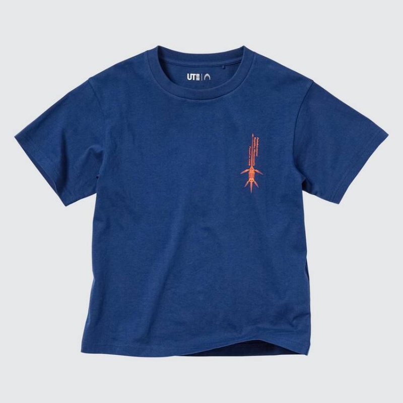 Uniqlo National Museum Of Nature And Science Tokyo Ut Graphic Kids' T Shirts Blue | RGQDXB927