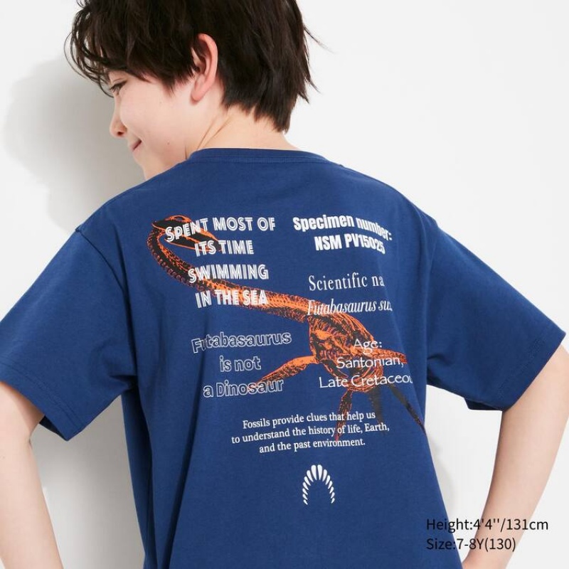 Uniqlo National Museum Of Nature And Science Tokyo Ut Graphic Kids\' T Shirts Blue | RGQDXB927