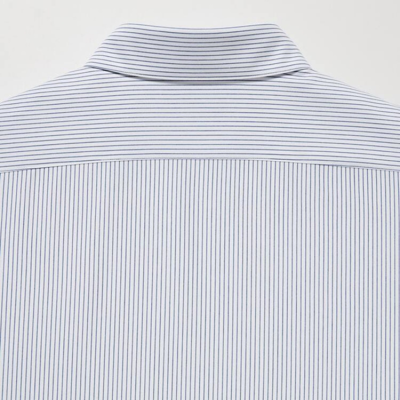 Uniqlo Non-iron Jersey Regular Fit Striped (Semi-cutaway Collar) Men's Shirts Blue | VEQKIG736