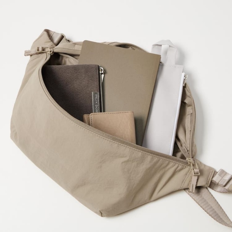 Uniqlo Nylon Crossbody Men's Bags Beige | MWSGNR741