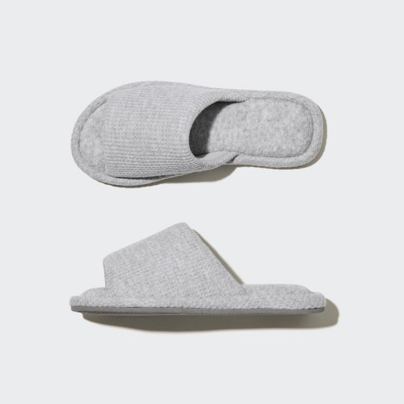 Uniqlo Open Toe Waffle Men\'s Slippers Grey | DXRGPN837