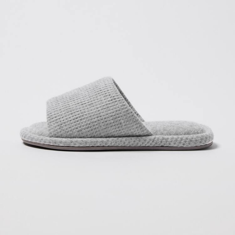 Uniqlo Open Toe Waffle Women's Slippers Grey | SDNXLQ398