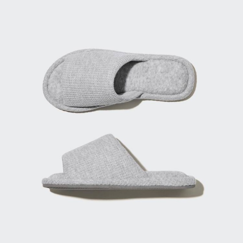 Uniqlo Open Toe Waffle Women\'s Slippers Grey | SDNXLQ398