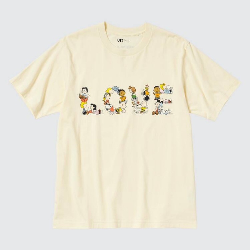 Uniqlo Peace For All Ut Graphic (Peanuts) Men's T Shirts Yellow | FKTPAN015