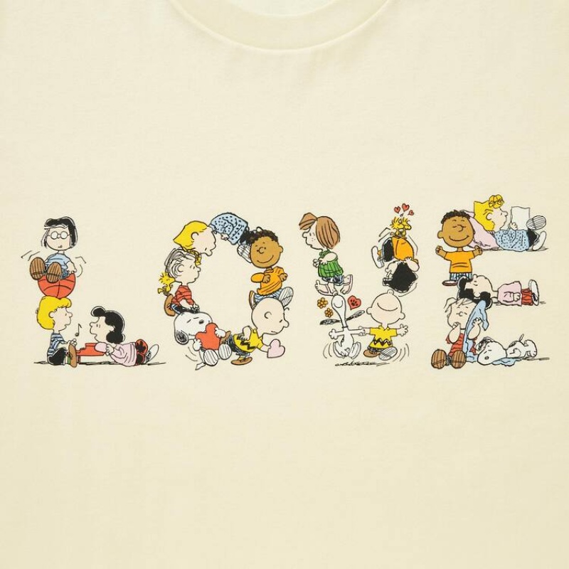 Uniqlo Peace For All Ut Graphic (Peanuts) Men's T Shirts Yellow | FKTPAN015