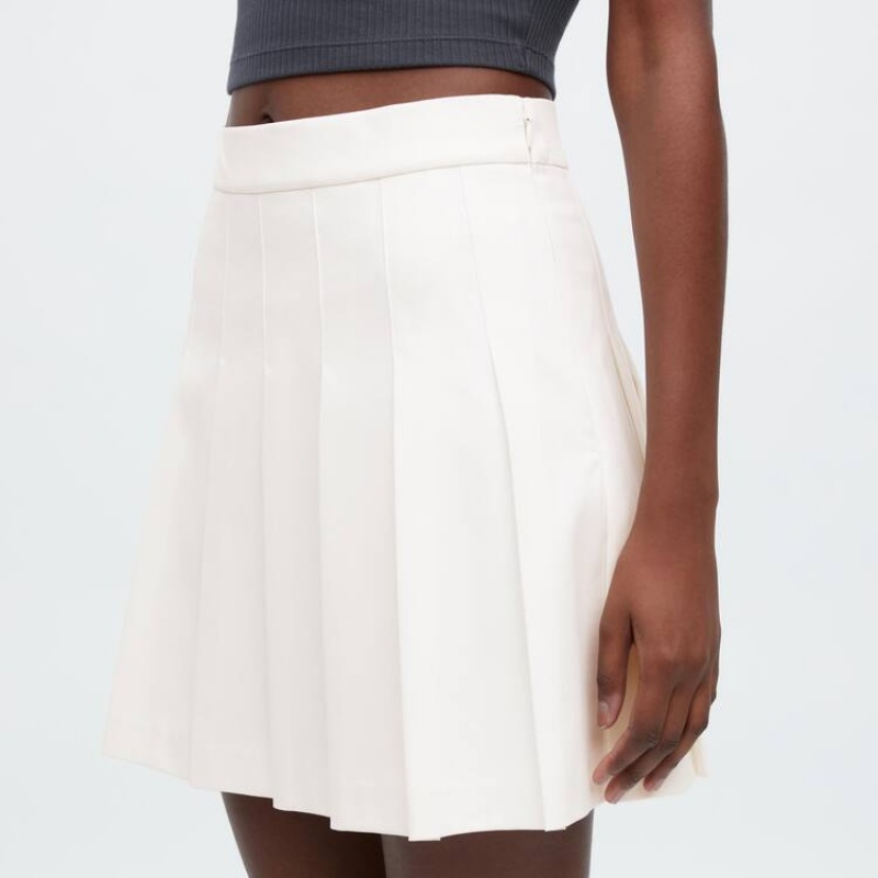 Uniqlo Pleated Mini Women's Skirts White | RKQCVT702