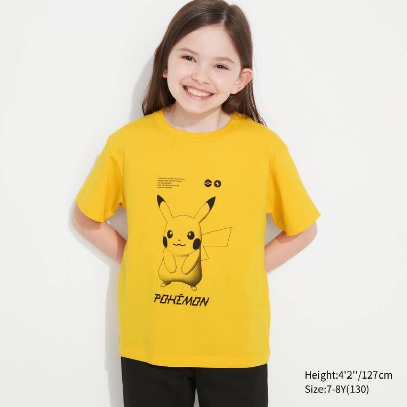 Uniqlo Pokemon Ut Graphic Kids' T Shirts Yellow | WTGVBJ576