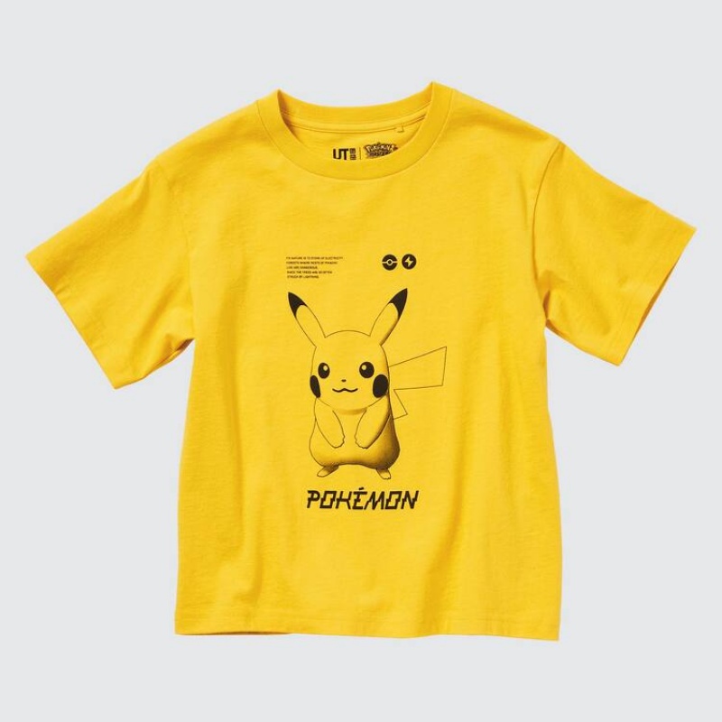 Uniqlo Pokemon Ut Graphic Kids' T Shirts Yellow | WTGVBJ576