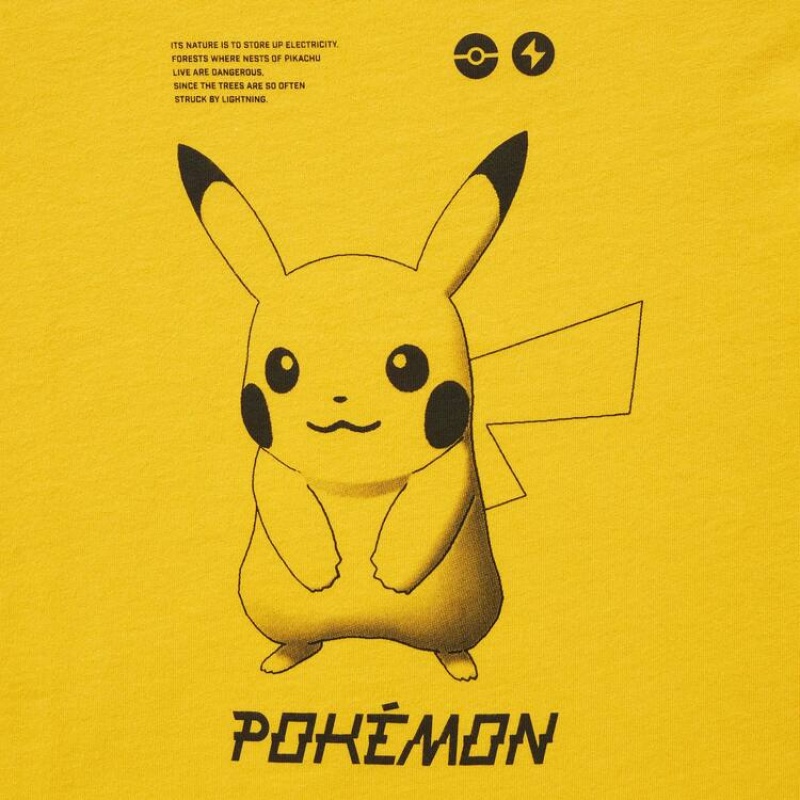 Uniqlo Pokemon Ut Graphic Kids' T Shirts Yellow | WTGVBJ576