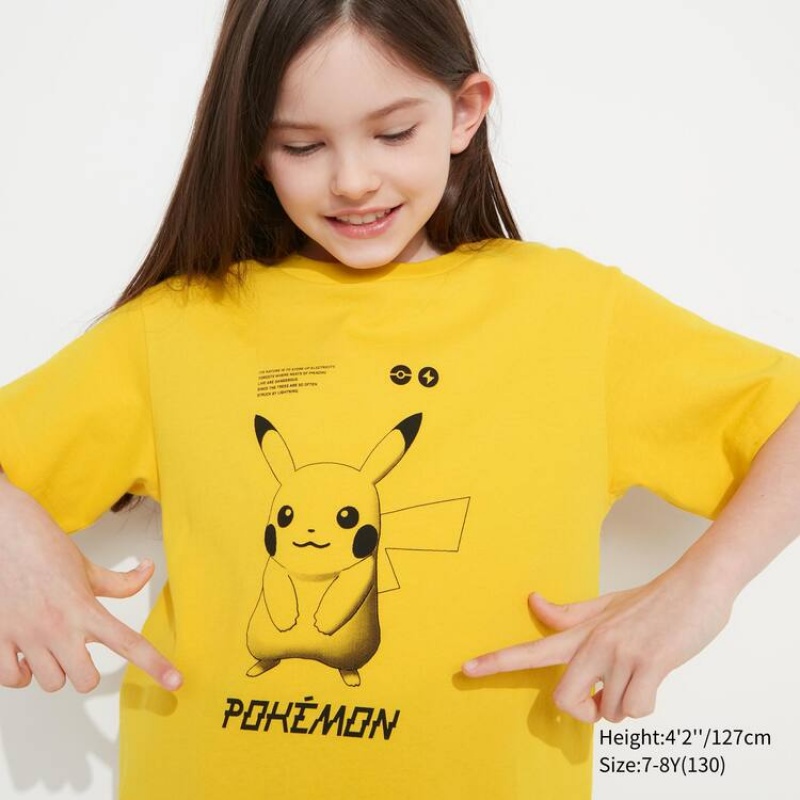 Uniqlo Pokemon Ut Graphic Kids\' T Shirts Yellow | WTGVBJ576