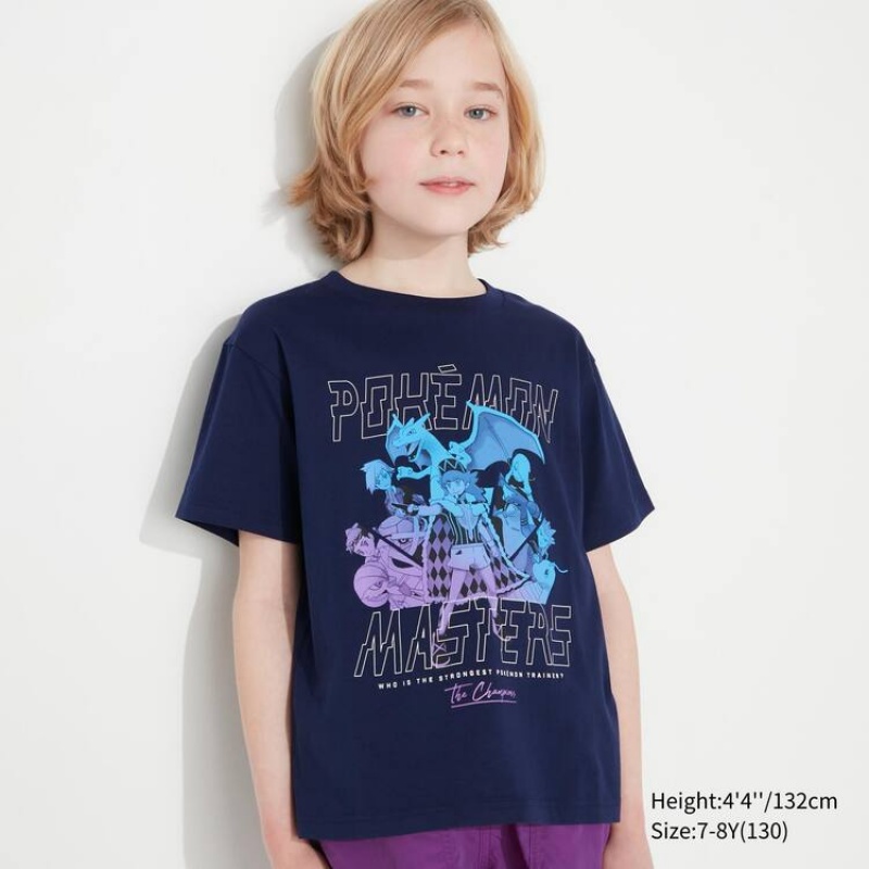 Uniqlo Pokemon Ut Graphic Kids' T Shirts Navy | IHZGKX685