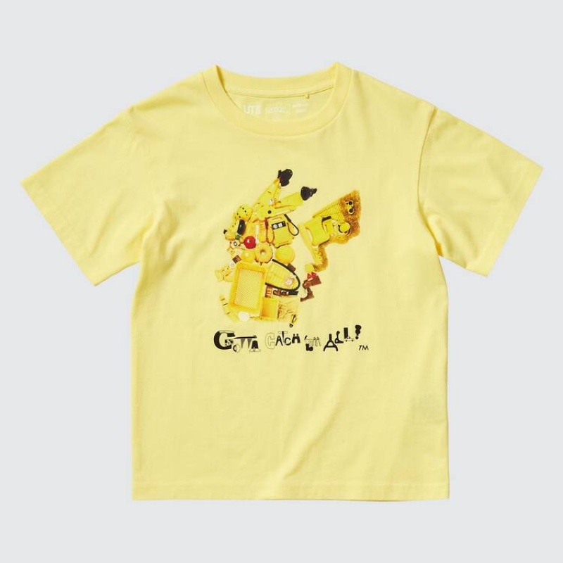 Uniqlo Pokémon Meets Artist Ut Graphic Kids\' T Shirts Yellow | WTPXLJ638