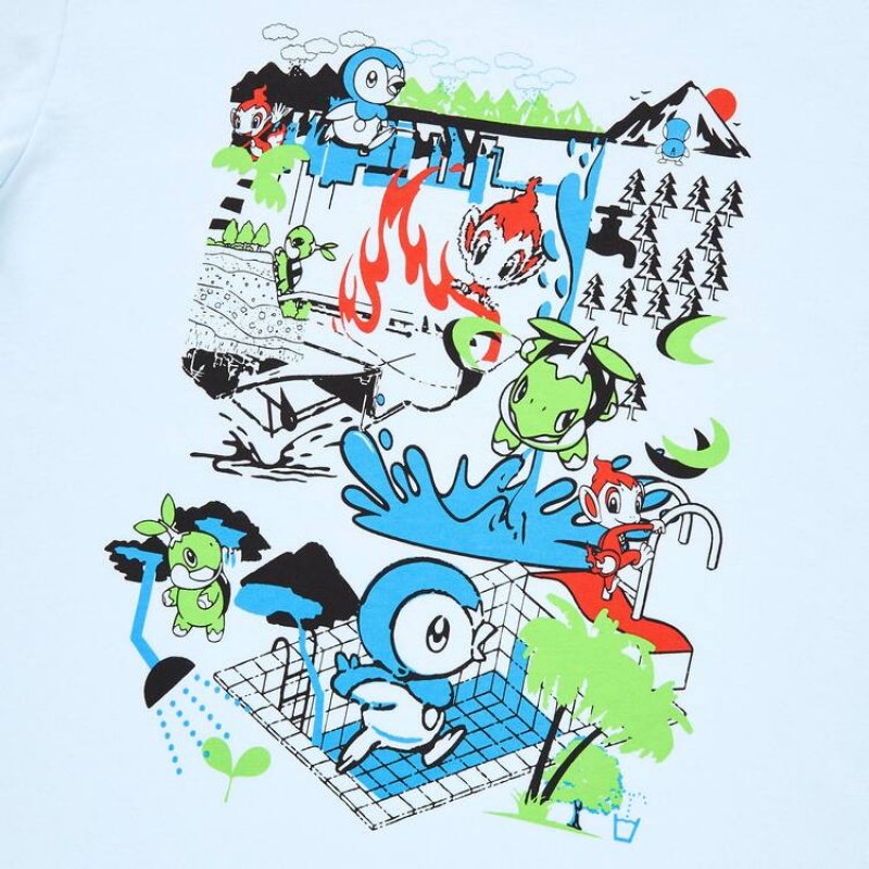 Uniqlo Pokémon Meets Artist Ut Graphic Kids' T Shirts Light Blue | MZJQTV713