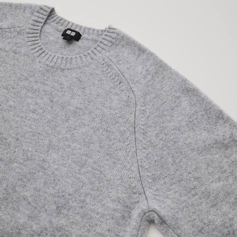 Uniqlo Premium Lambswool Crew Neck (2021 Season) Men's Jumpers Grey | OIVNCU913