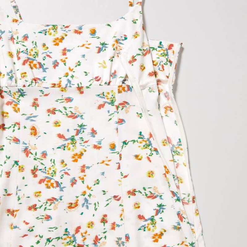 Uniqlo Printed Front Slit Camisole Women's Dress White | UMDLOH925