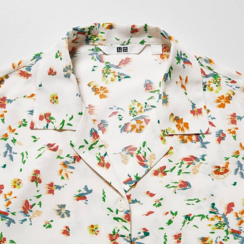 Uniqlo Printed Short Sleeved Women's Shirts White | PANXDF843