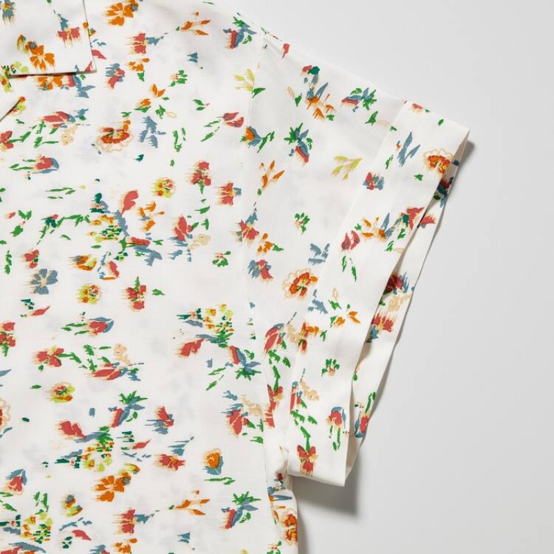 Uniqlo Printed Short Sleeved Women's Shirts White | PANXDF843