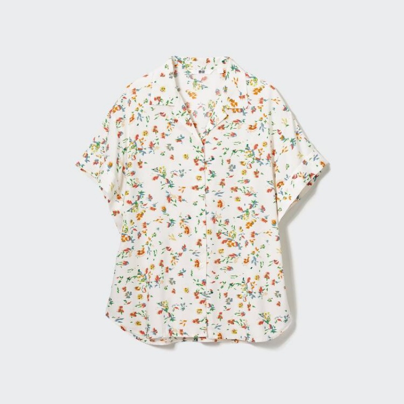 Uniqlo Printed Short Sleeved Women\'s Shirts White | PANXDF843